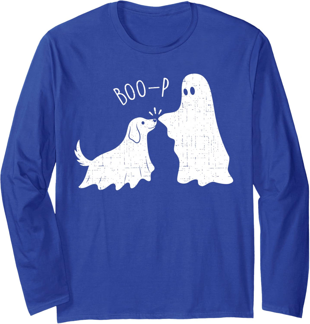 Boo Boo-p Dog Ghost Funny Halloween Dog Lovers Dog Mom Long Sleeve T-Shirt - Adult Unisex Royal Blue