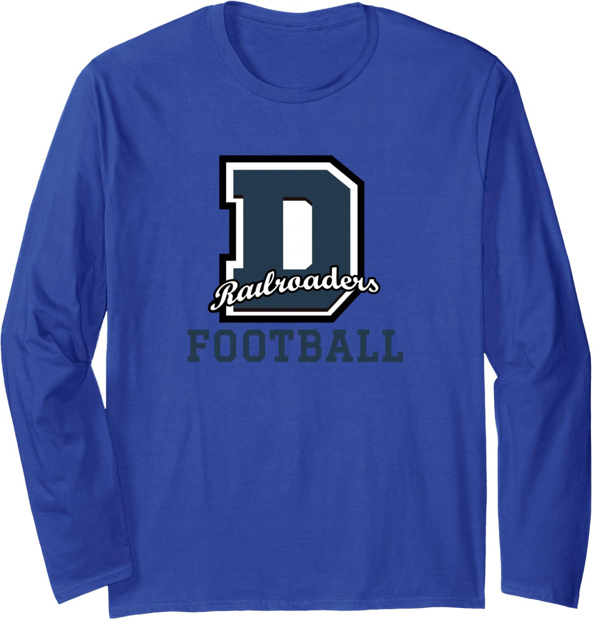 Durand Area Railroaders Football Long Sleeve T-Shirt - Adult Unisex Royal Blue