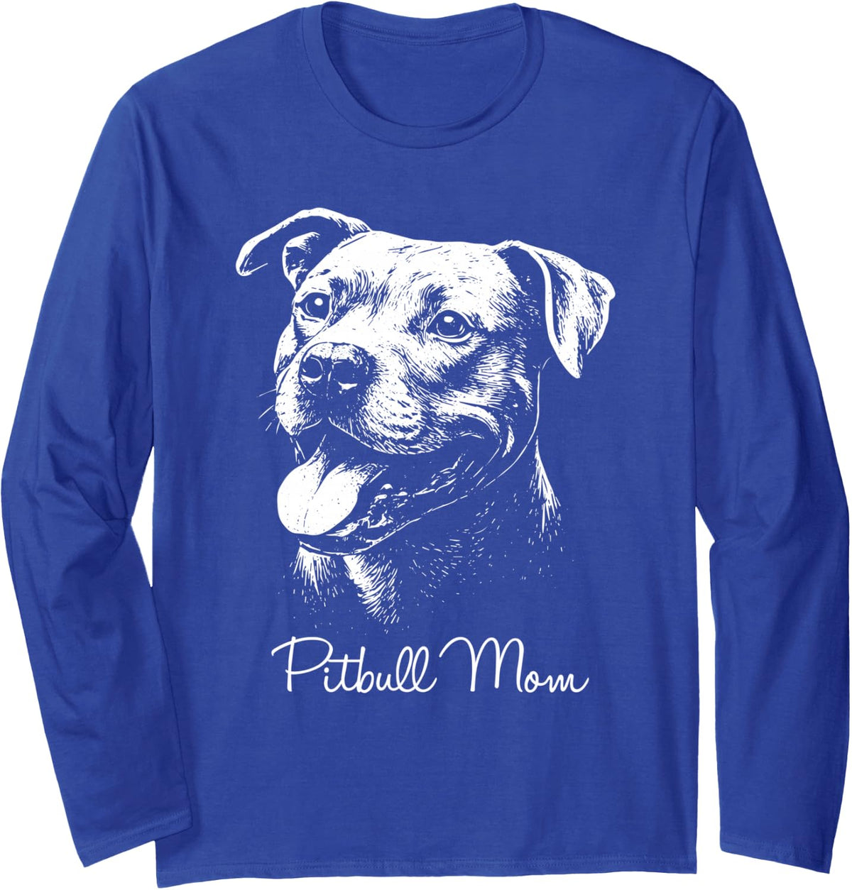 Pitbull Mom Grunge Vintage Dog Lover Design Long Sleeve T-Shirt - Adult Unisex Royal Blue