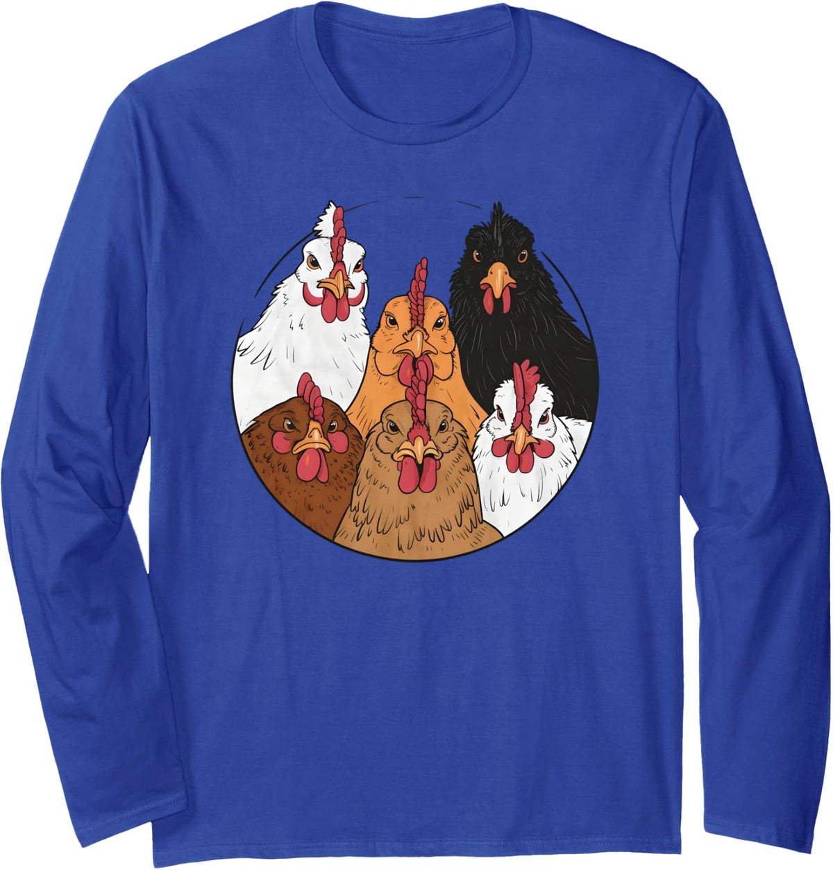 Funny Chicken Mom Dad Family Long Sleeve T-Shirt - Adult Unisex Royal Blue