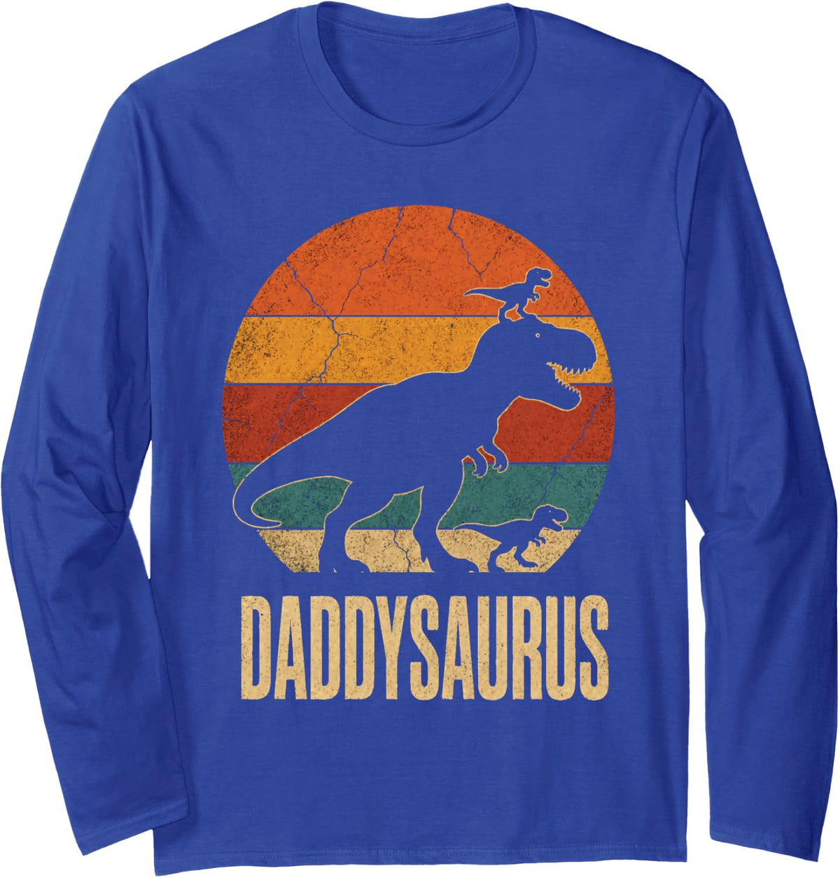 Dinosaur Dad Daddysaurus T Rex Saurus Family Matching Long Sleeve T-Shirt - Adult Unisex Royal Blue