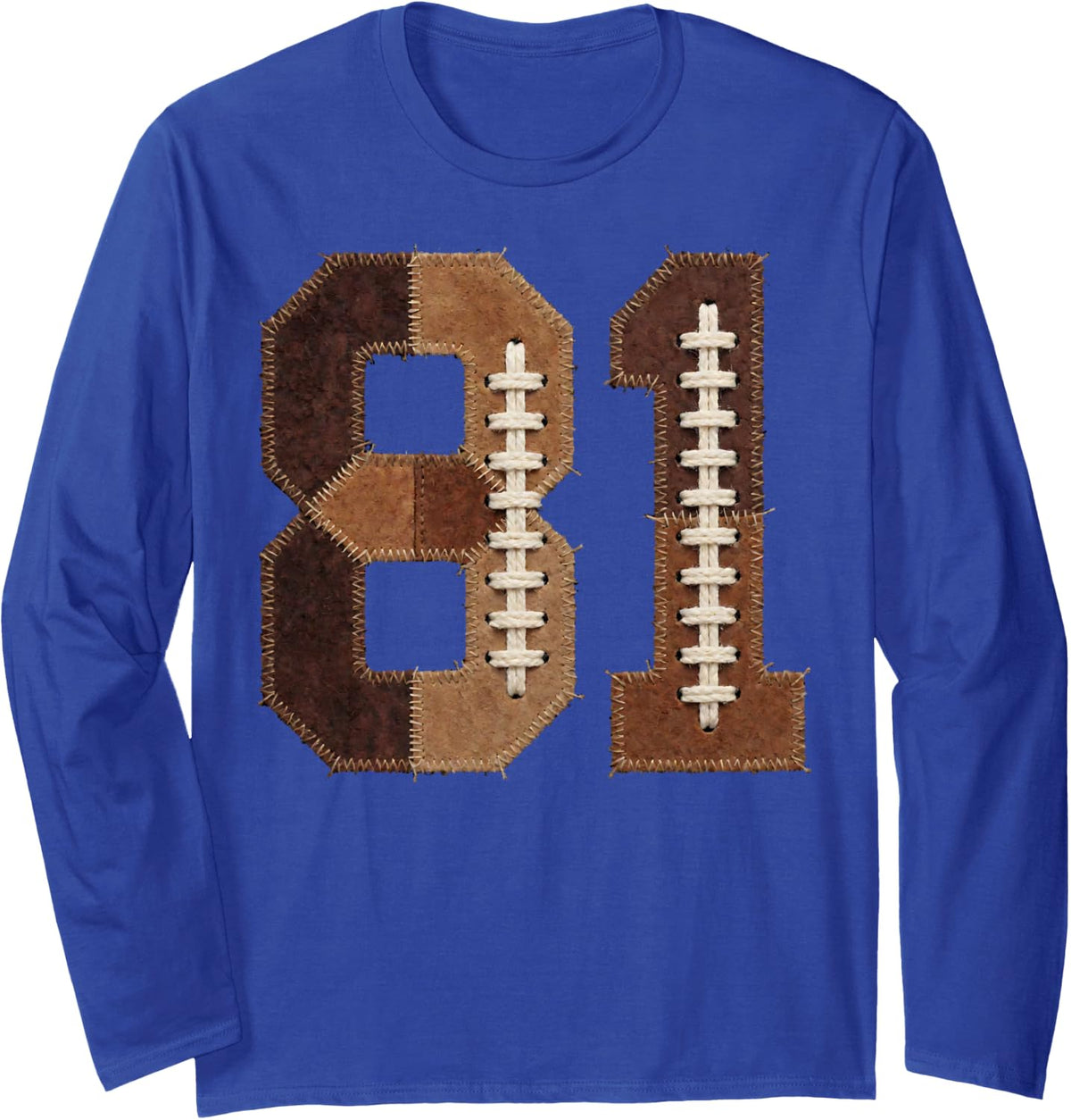 Vintage Football 81 Team Player Favorite Number Fan Art Long Sleeve T-Shirt - Adult Unisex Royal Blue
