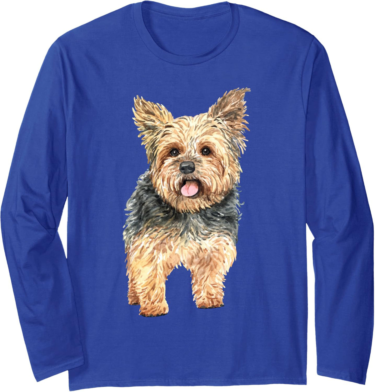 Watercolor | Yorkie Yorkshire Terrier Owners Long Sleeve T-Shirt - Adult Unisex Royal Blue
