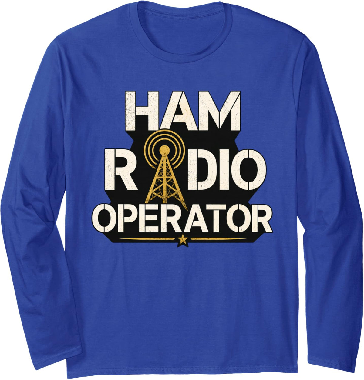 Ham Radio Operator Vintage Distressed Amateur Long Sleeve T-Shirt - Adult Unisex Royal Blue