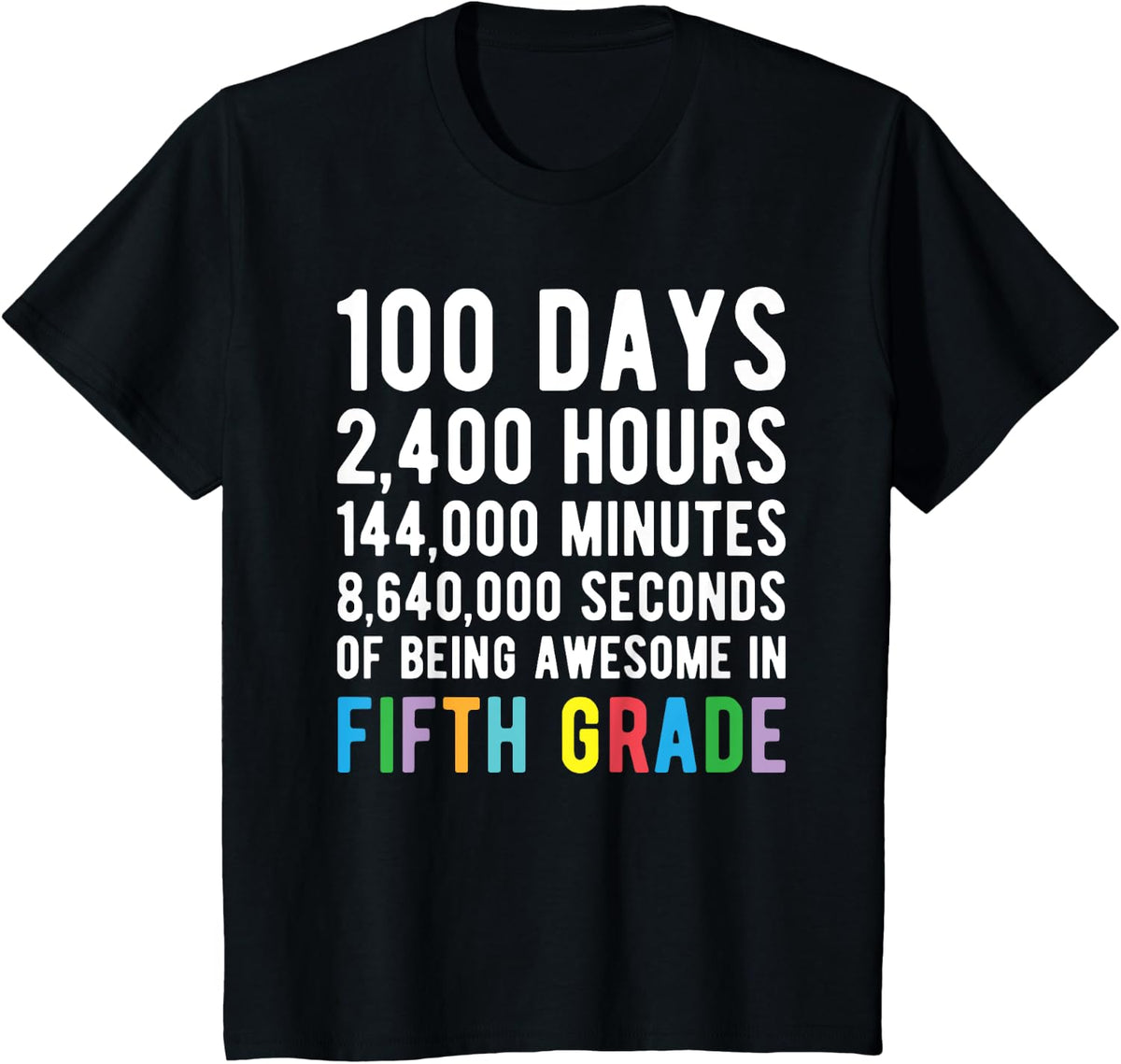 100 Days of School Shirt Fifth Grade 100 Day Countdown T-Shirt - Black