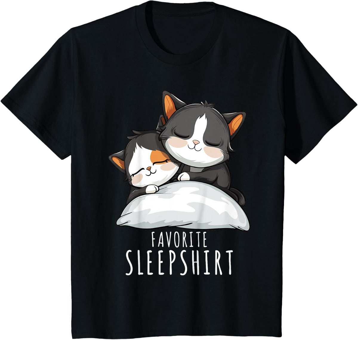 Couples Cat Pajama Favorite Sleepshirt Cat T-Shirt - Black