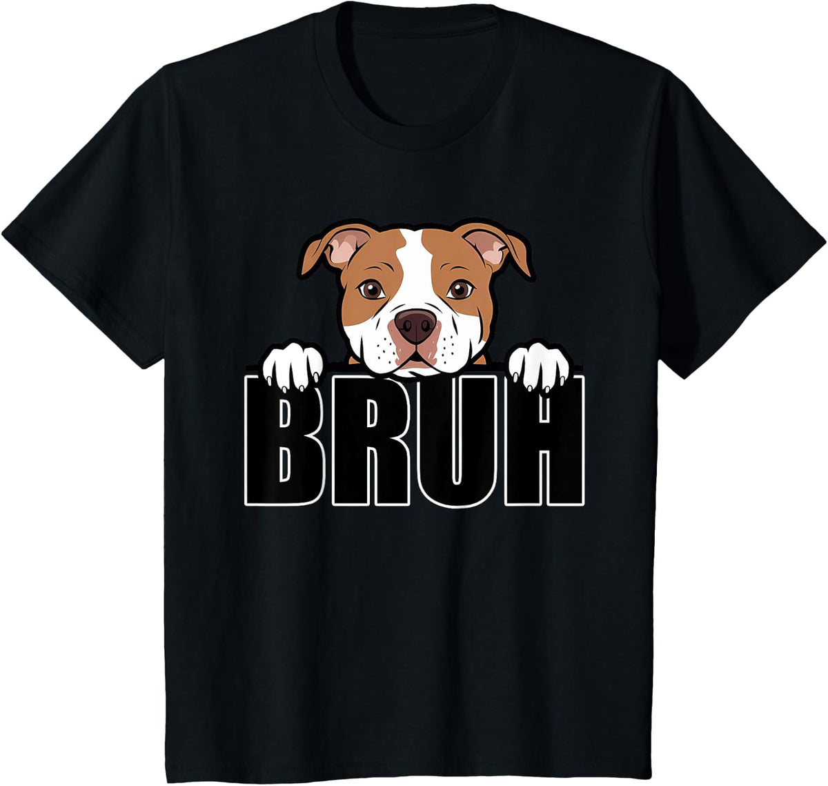 Pitbull Bruh Cute Funny Puppy Dog Lover Men Boys Kids T-Shirt - Black