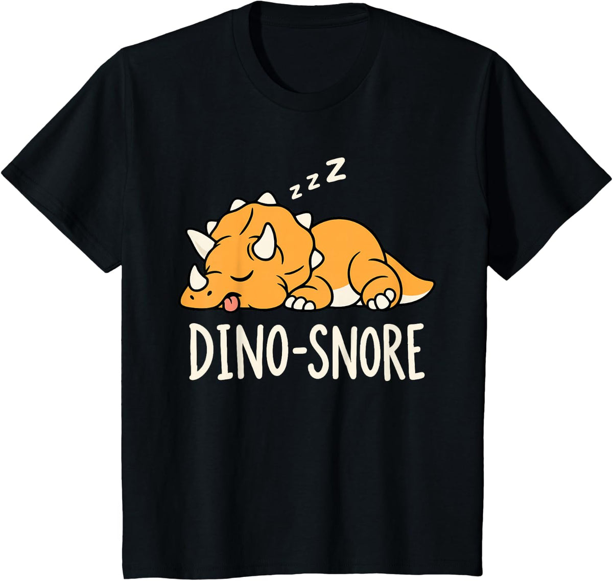 Dino Snore Funny Triceratops Dinosaur Pajamas Men Women Kids T-Shirt - Black