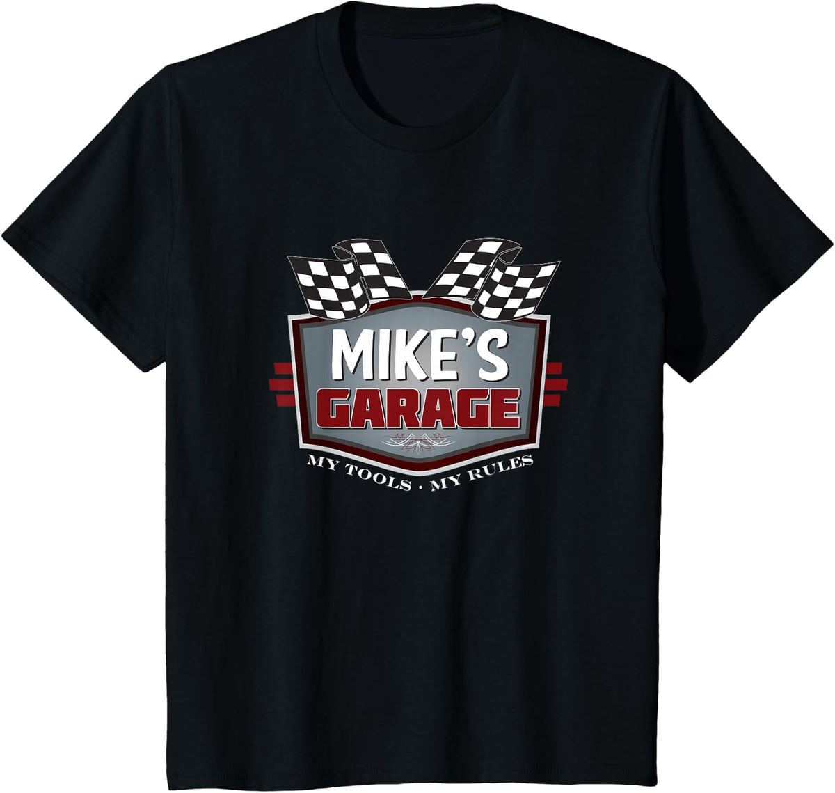 Mike's Garage T-Shirt Funny Car Guy Tees - My Tools My Rules Mechanic Shirts For Men - Black