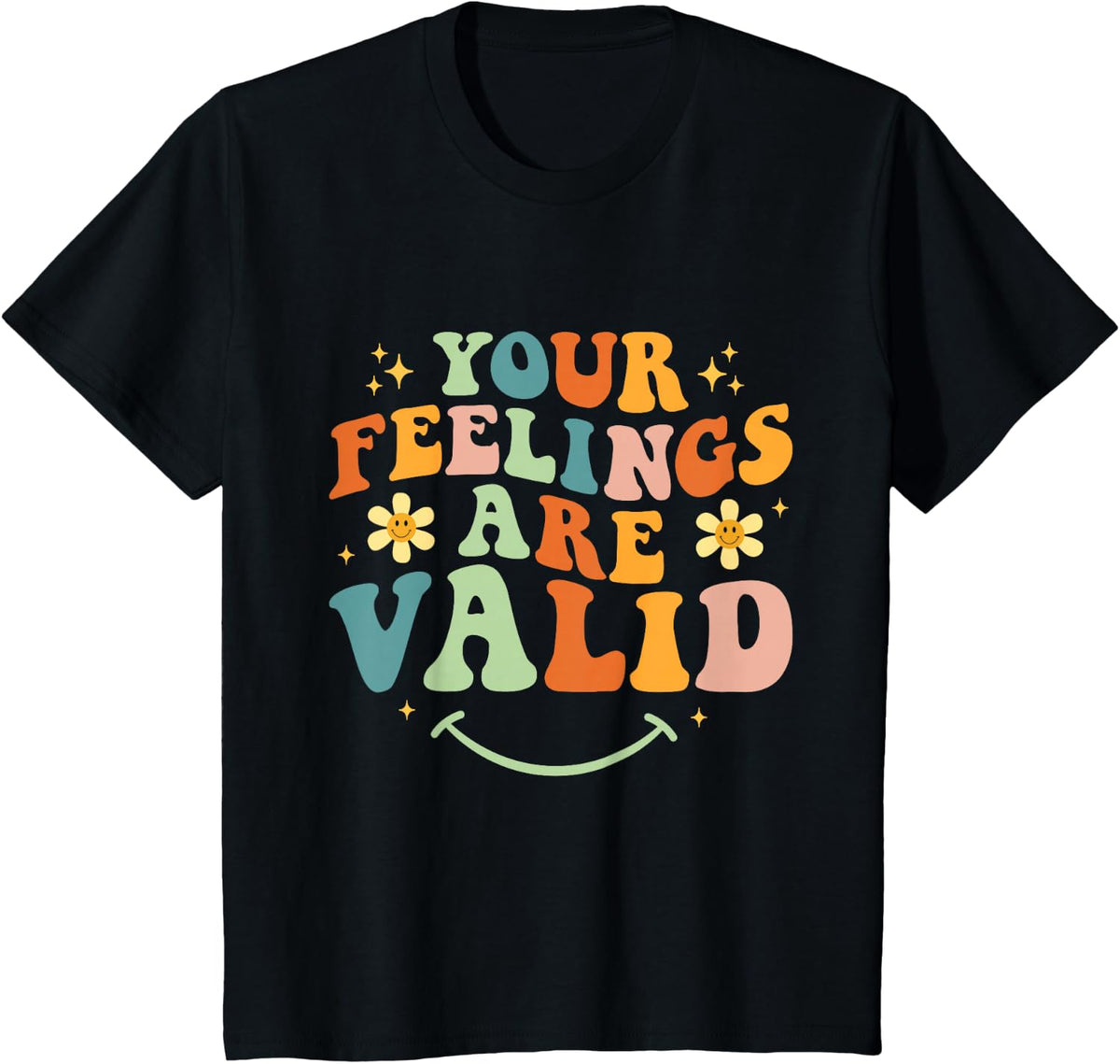 Your Feelings Are Valid Retro Mental Health Awareness Men T-Shirt - Black