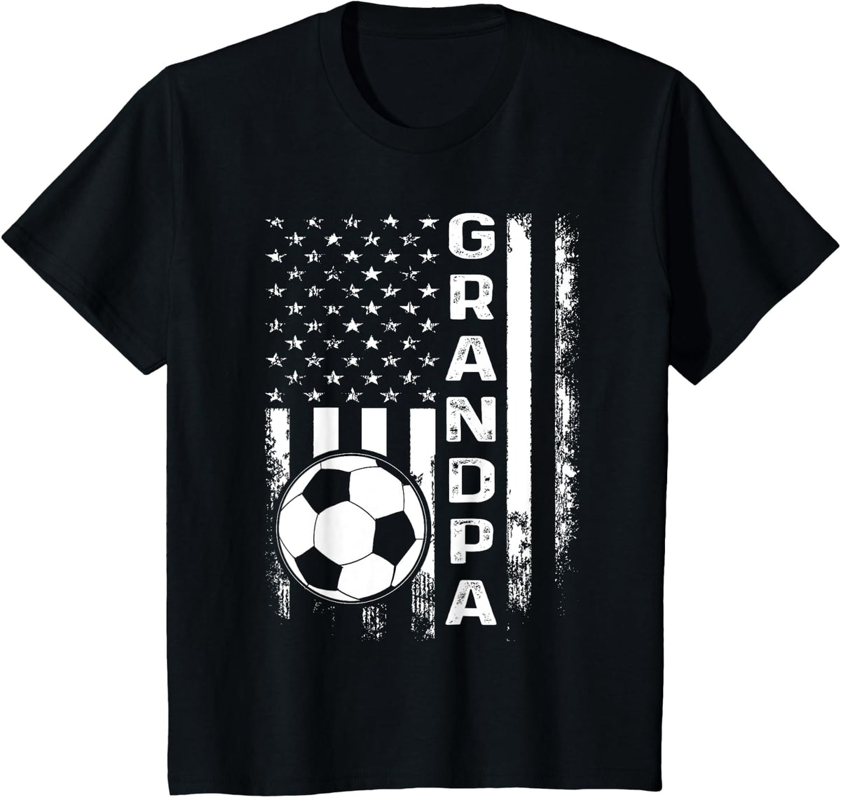 Soccer Grandpa American Flag Vintage Christmas Xmas Women Kids Men T-Shirt - Black