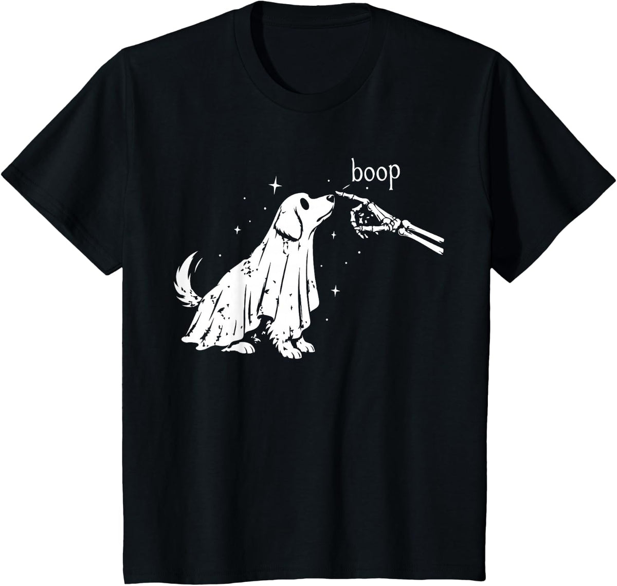 Boop Ghost Dog Skeleton Hand Funny Halloween Pet Lovers T-Shirt - Black