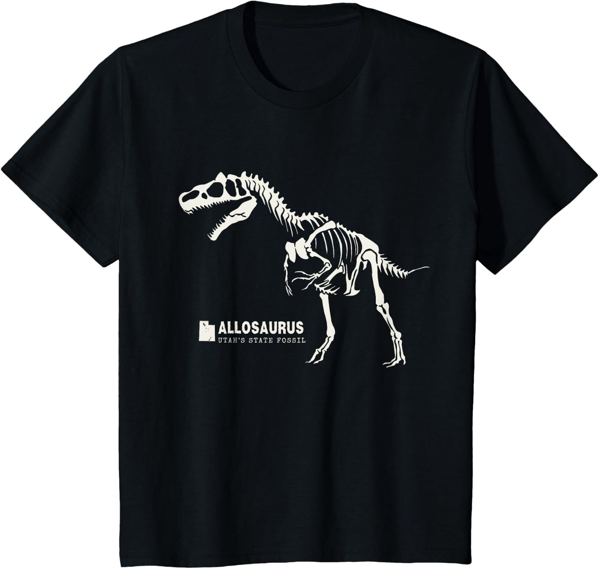Allosaurus Utah's State Fossil Archaeology Dinosaur T-Shirt - Black