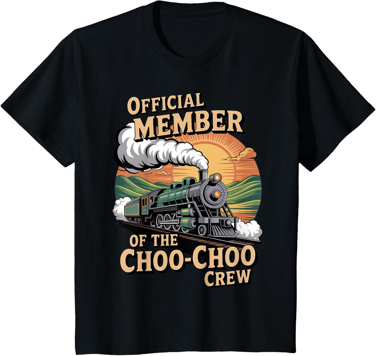 Choo-Choo Crew Railroad Railway Conductor Freight Train T-Shirt - Black
