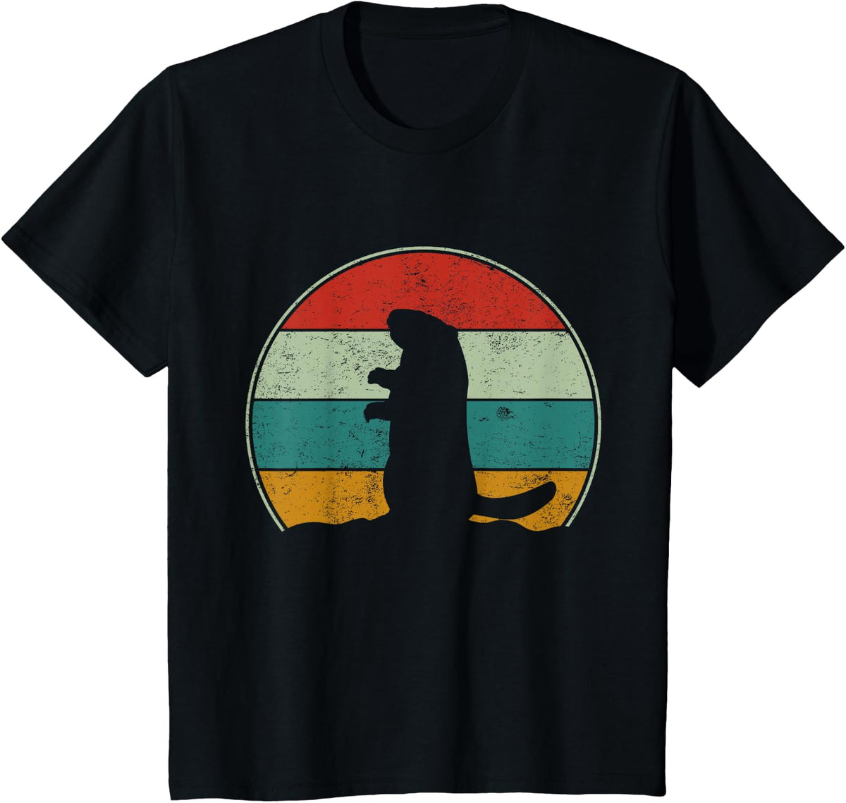 Groundhog Day Animal Retro Vintage Style T-Shirt - Black