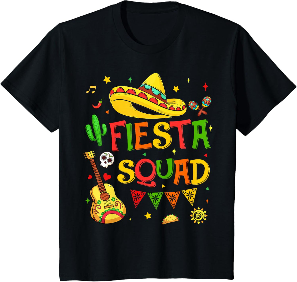 Fiesta Squad Cinco De Mayo Tees T Shirts for Men Women Kids - Black