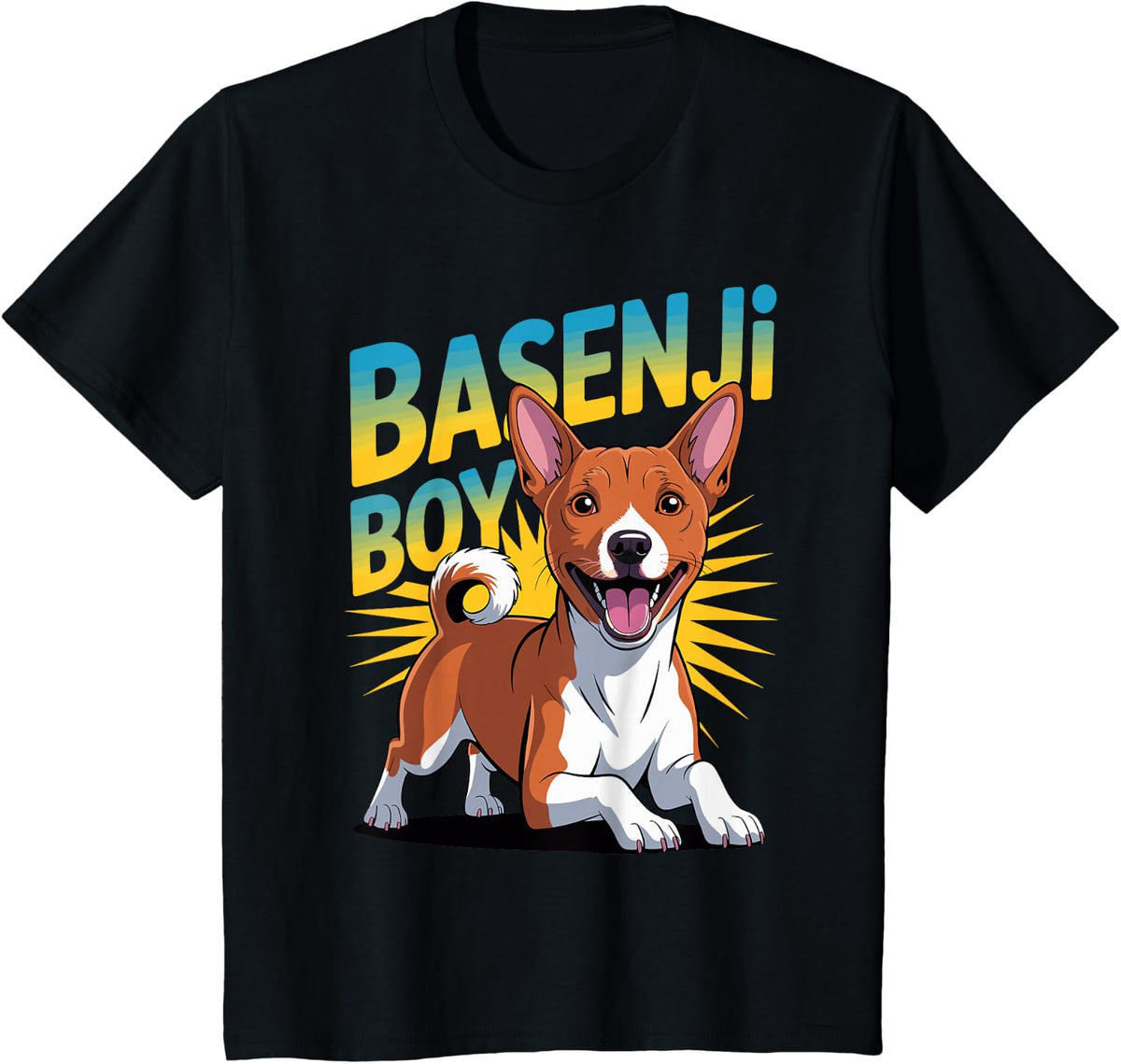 Mens Basenji Boy Cartoon Pet Dog Breed Cool Puppy Basenji T-Shirt - Black