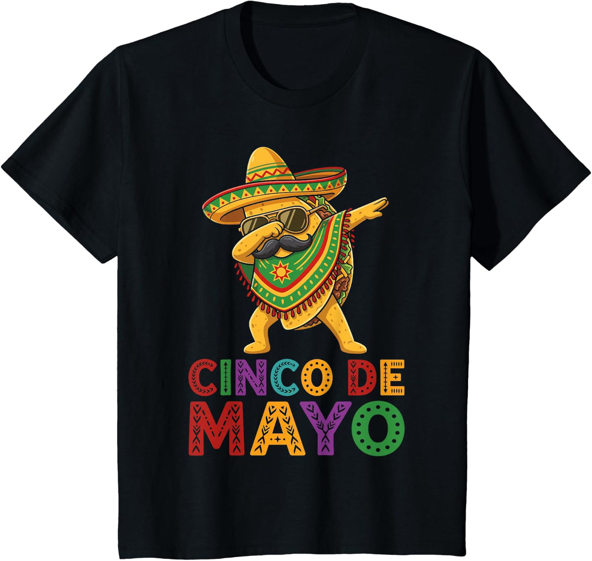 Funny Dabbing Taco Cinco De Mayo Mexican Fiesta Party Tees T Shirts - Black