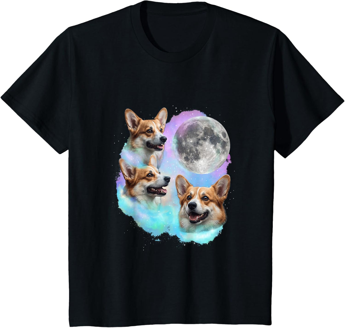 3 Corgis Howling At Moon - Welsh Corgi Dog Lover Corgi Dad T-Shirt - Black
