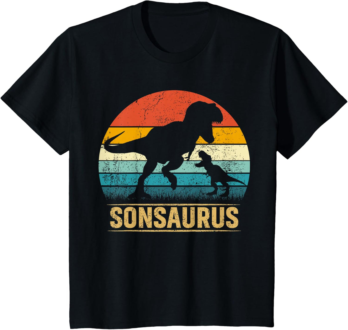 Son Saurus T Rex Dinosaur SonSaurus Matching Family T-Shirt - Black