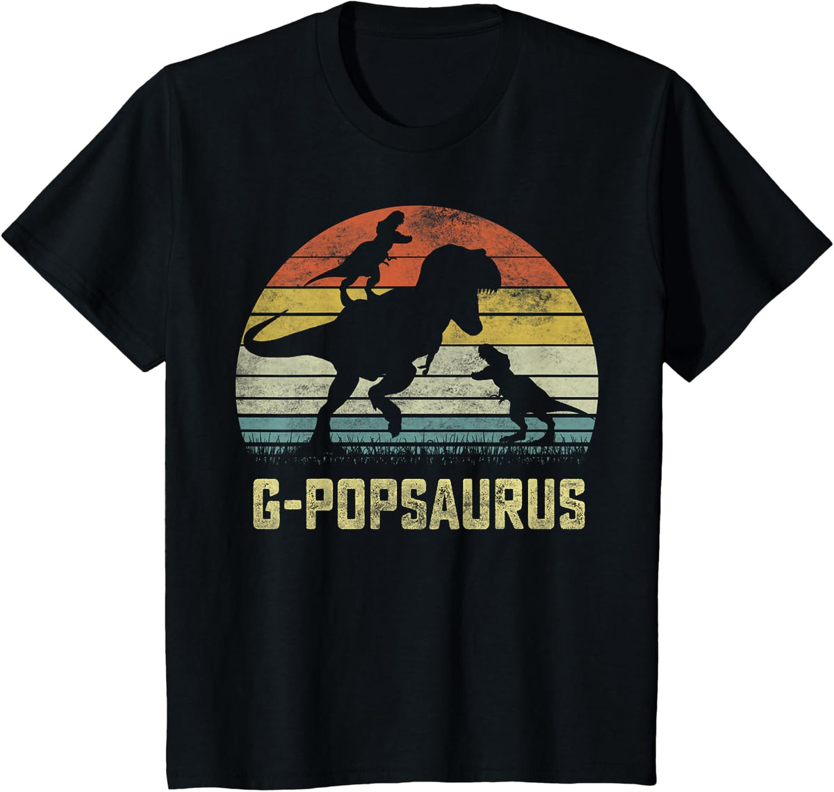 G-pop saurus T Rex Dinosaur G-pop 2 kids Family Matching T-Shirt - Black