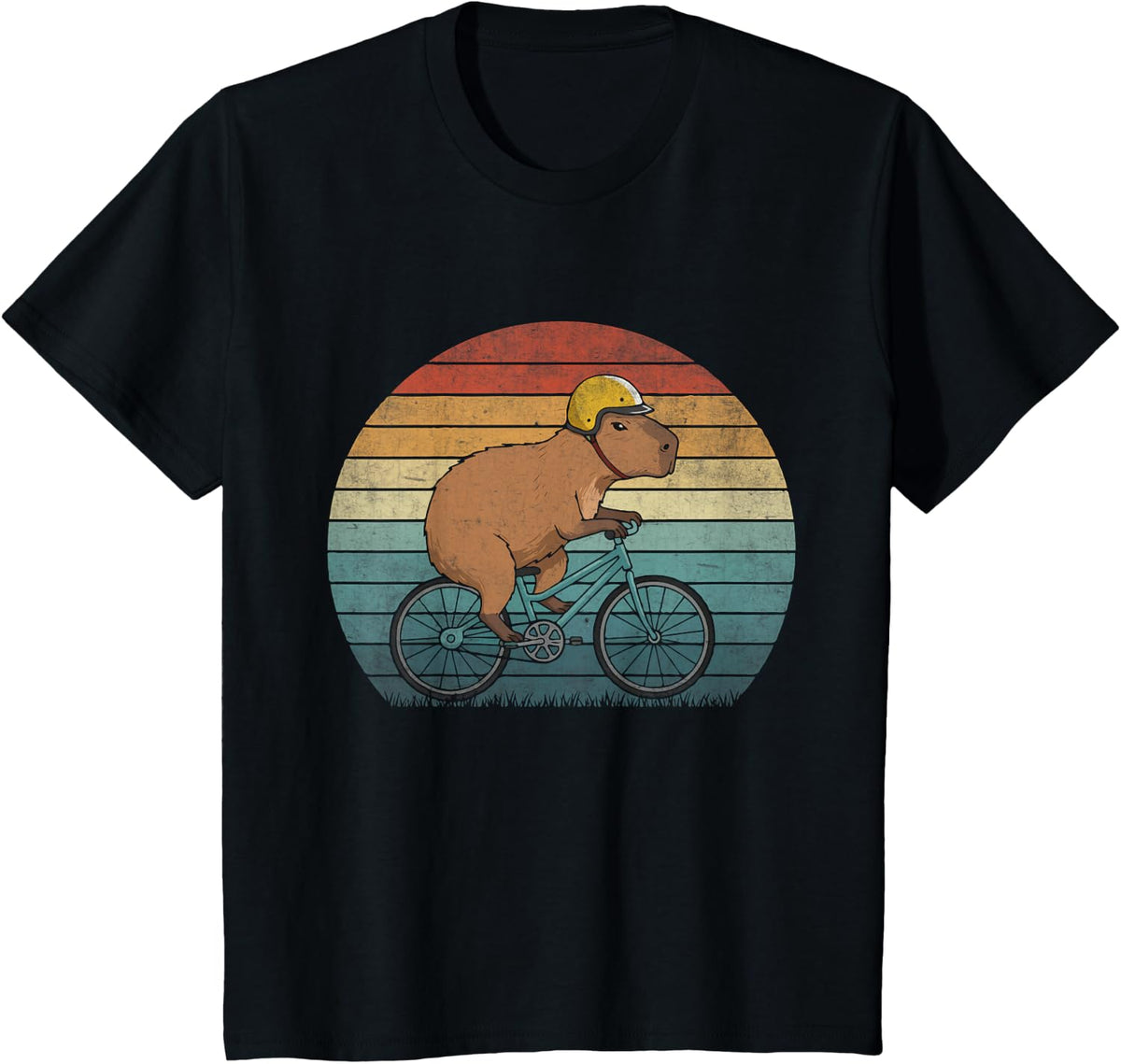 Capybara Riding Bicycle Retro Vintage Cyclist Bike T-Shirt - Black
