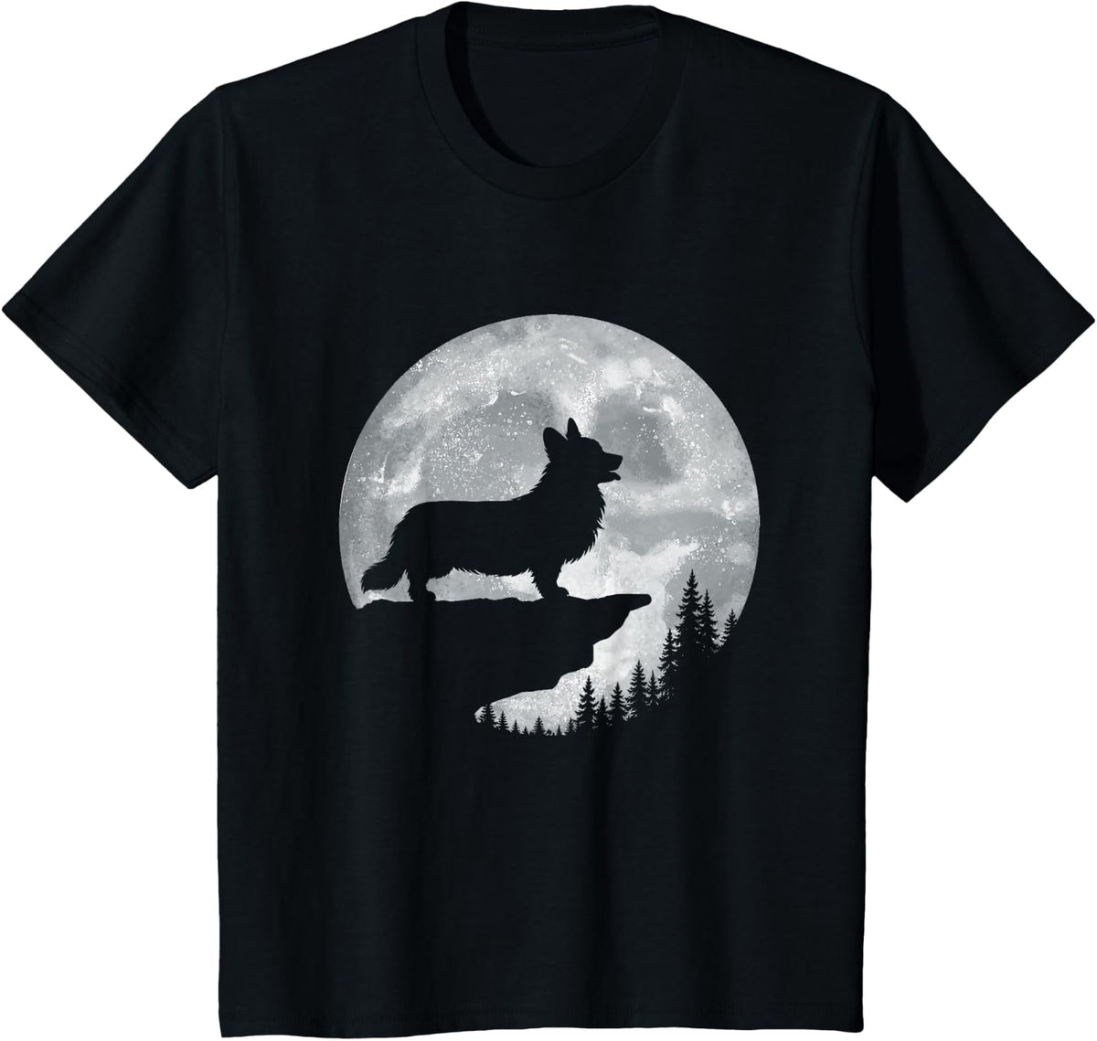 Corgi Silhouette Moon - Welsh Corgi Dog Lover Corgi Dad T-Shirt - Black