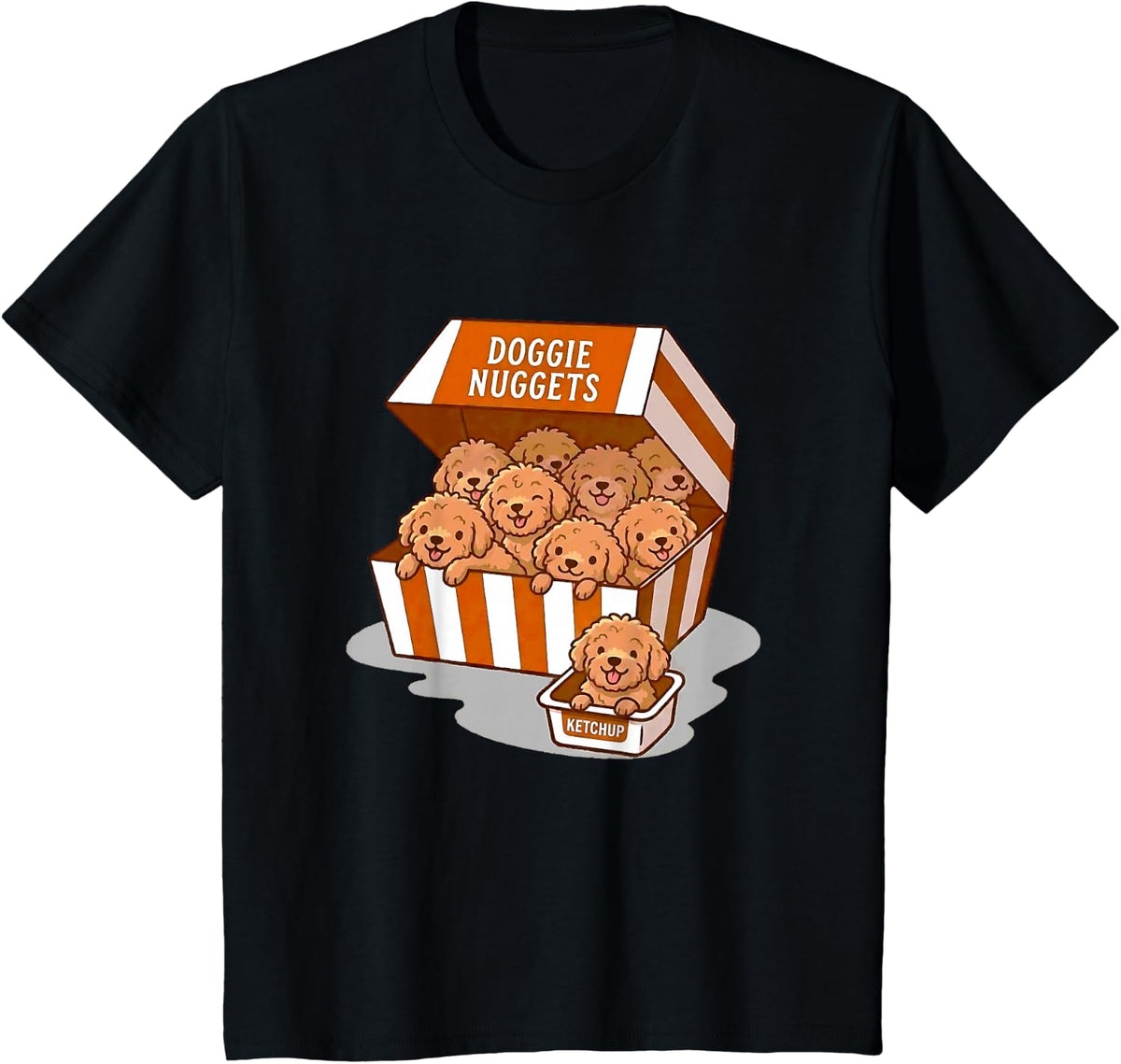 Goldendoodle Nuggets Anime Kawaii T-Shirt - Black