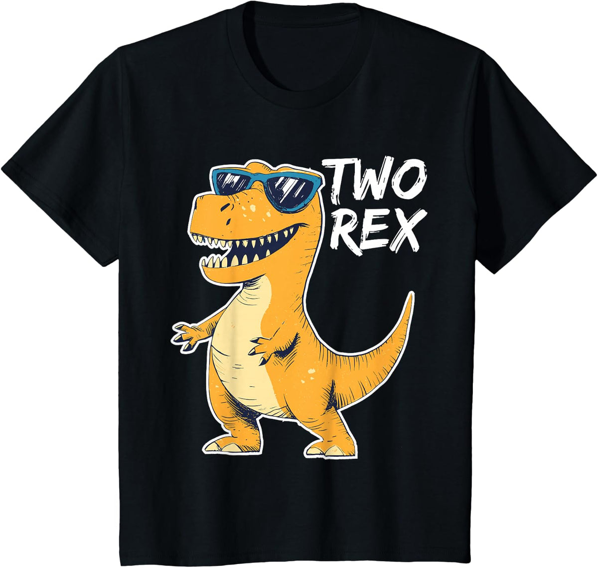 Two Rex 2nd Birthday Gifts Second Dinosaur Boy 2 Years Old T-Shirt - Black