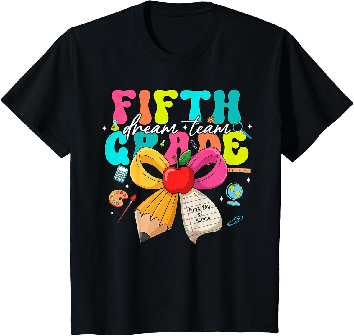 Fifth Grade Dream Team Back To School Teacher Boy Girl Kids T-Shirt - Black