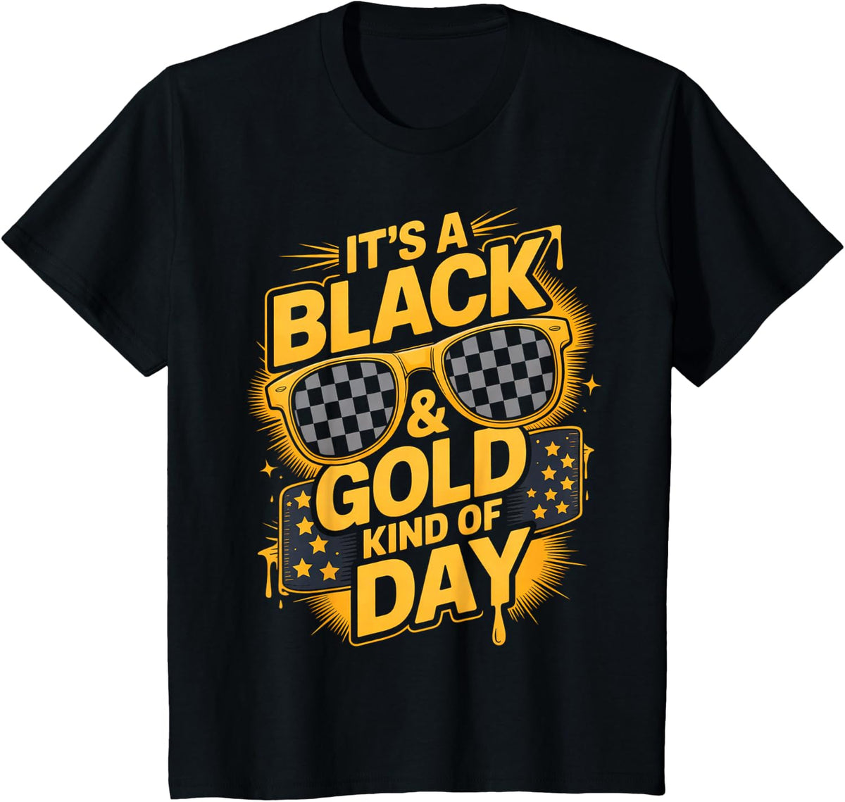 Retro It's Black Gold Kinda Day High School Field Squad T-Shirt - Black