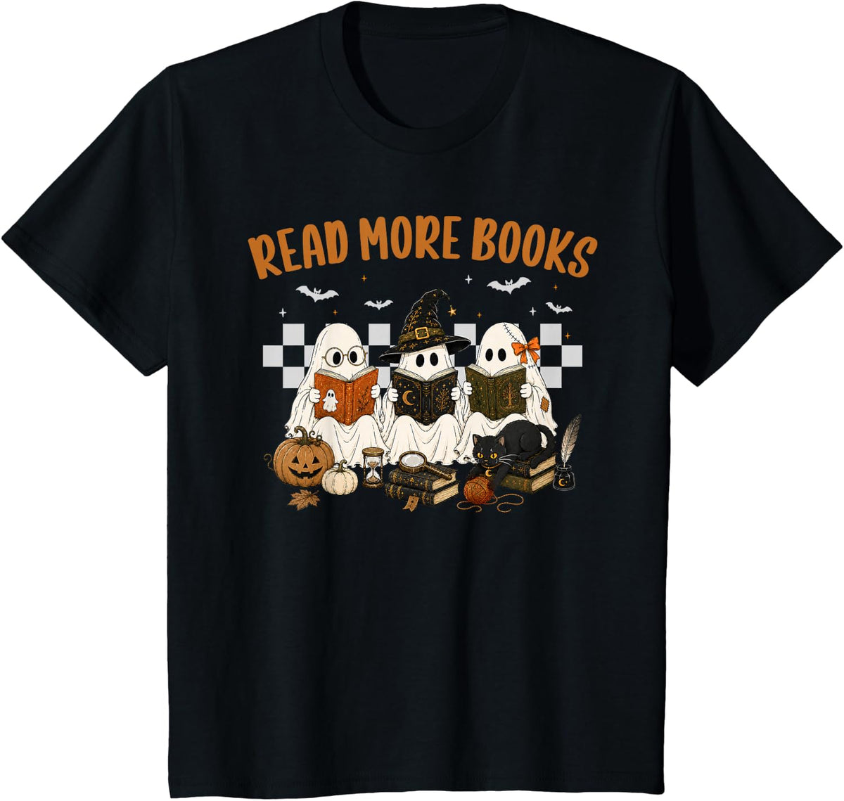 Read More Books Ghost Halloween Costume Librarian Book Lover T-Shirt - Black