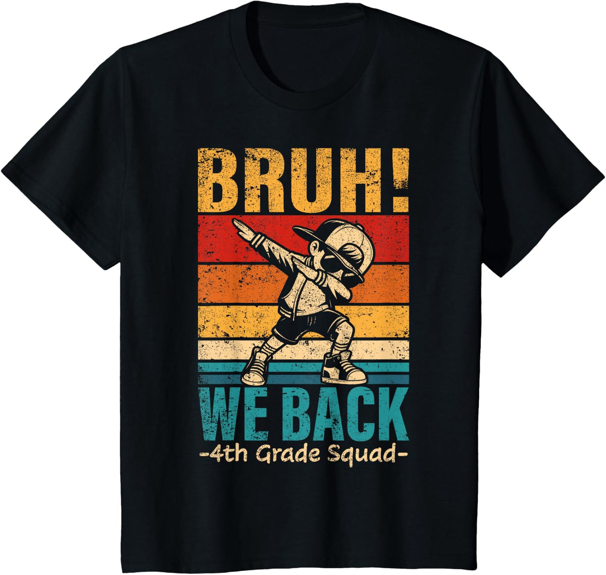 Fourth Grade Dabbing Boy Bruh We Back 4th Grade Squad T-Shirt - Black