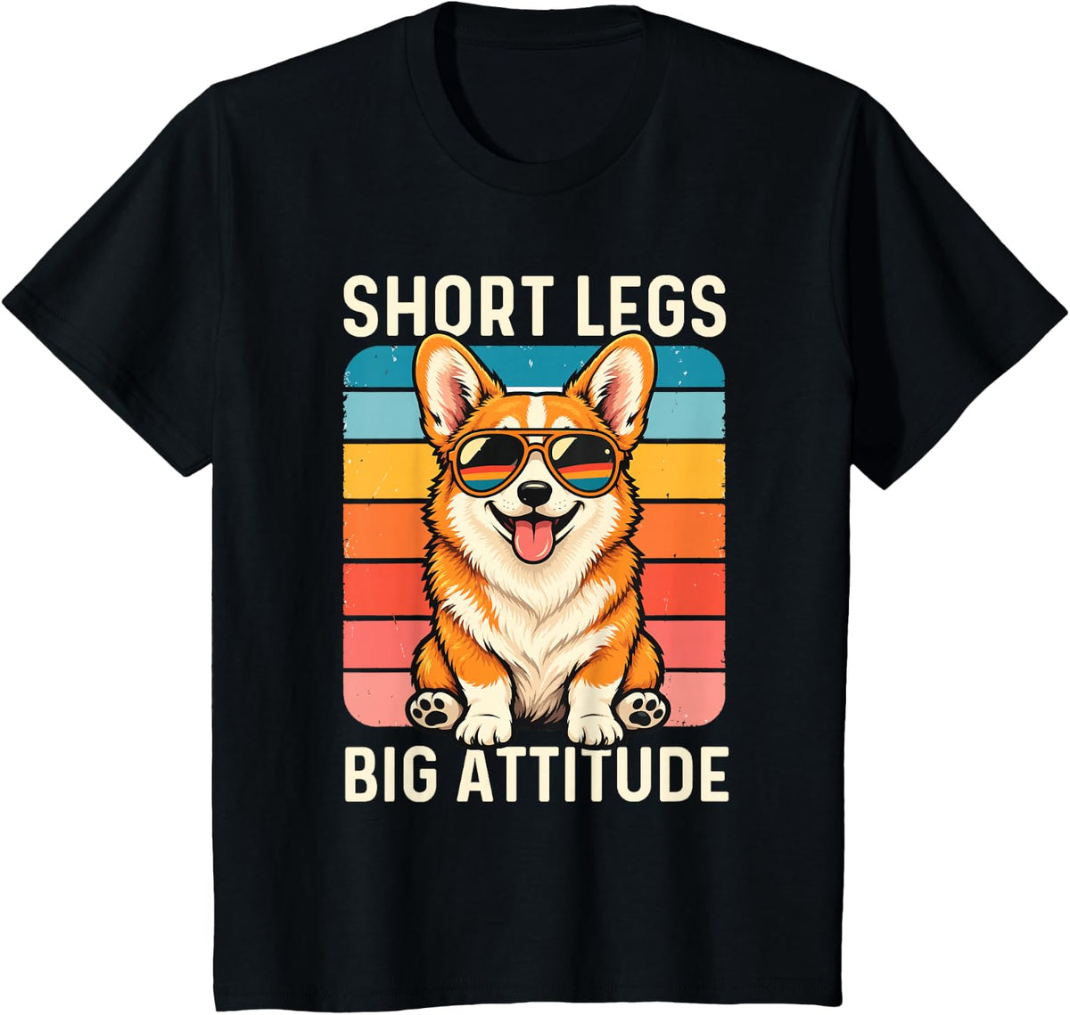 Short Legs Big Attitude - Welsh Corgi Dog Lover Corgi Dad T-Shirt - Black