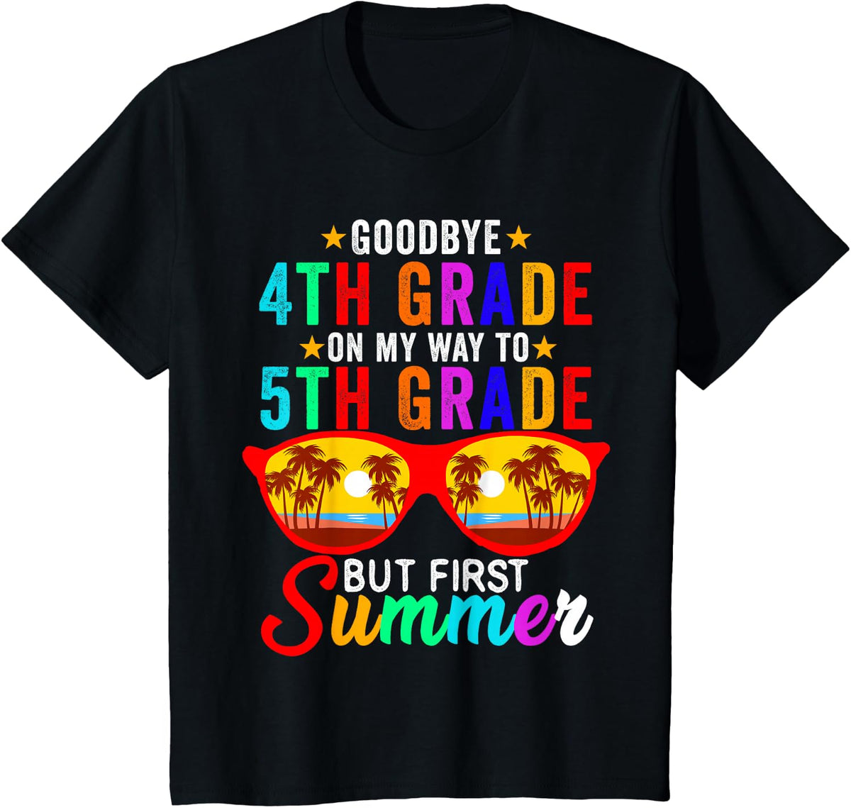 Goodbye 4th Grade Graduation Hello 5th Grade Summer Kids T-Shirt - Black
