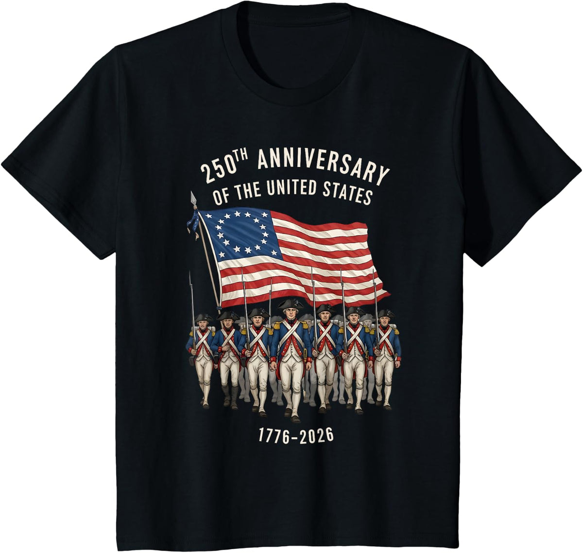250th Anniversary of The United States Revolutionary Soldier T-Shirt - Black
