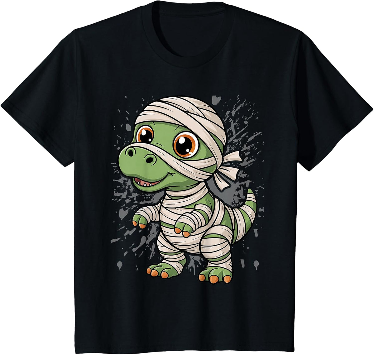 Dino Wearing Mummy Costume Dinosaur Funny Graphic T-Shirt - Black