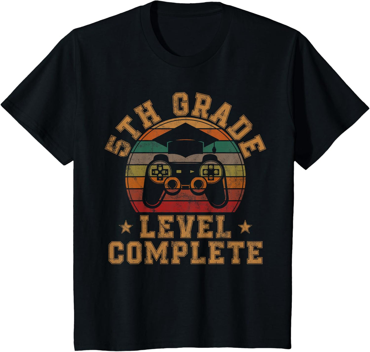 5th Grade Level Complete Fifth Grade Graduation Video Gamer T-Shirt - Black