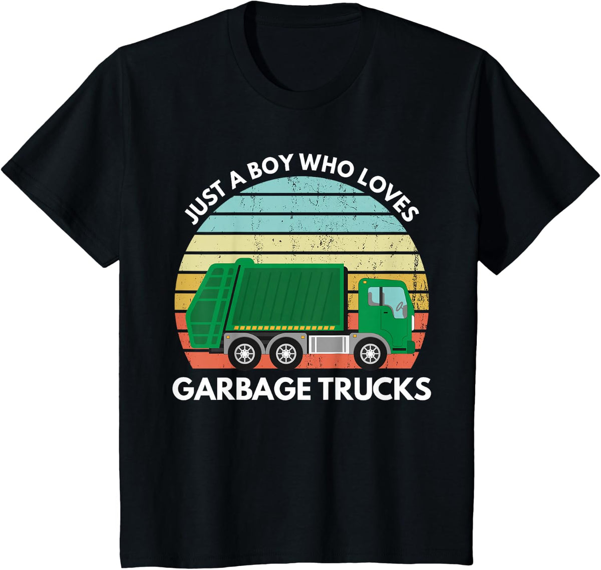 Just A Boy Who Loves Garbage Trucks T-Shirt - Black