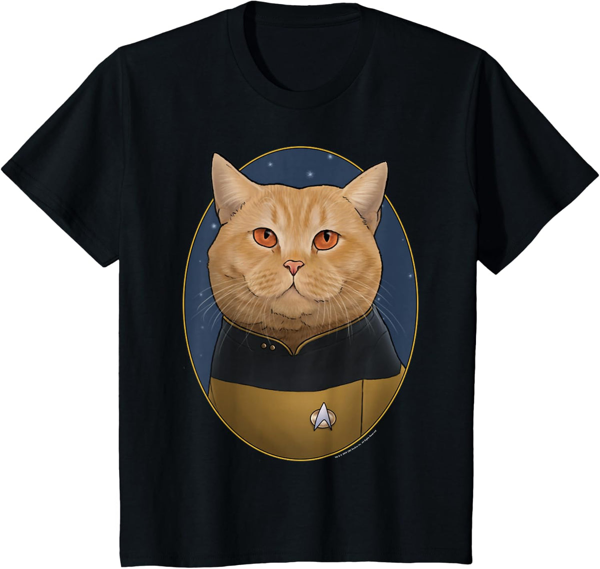Star Trek: The Next Generation Miles O'Brien Cat Portrait T-Shirt - Black