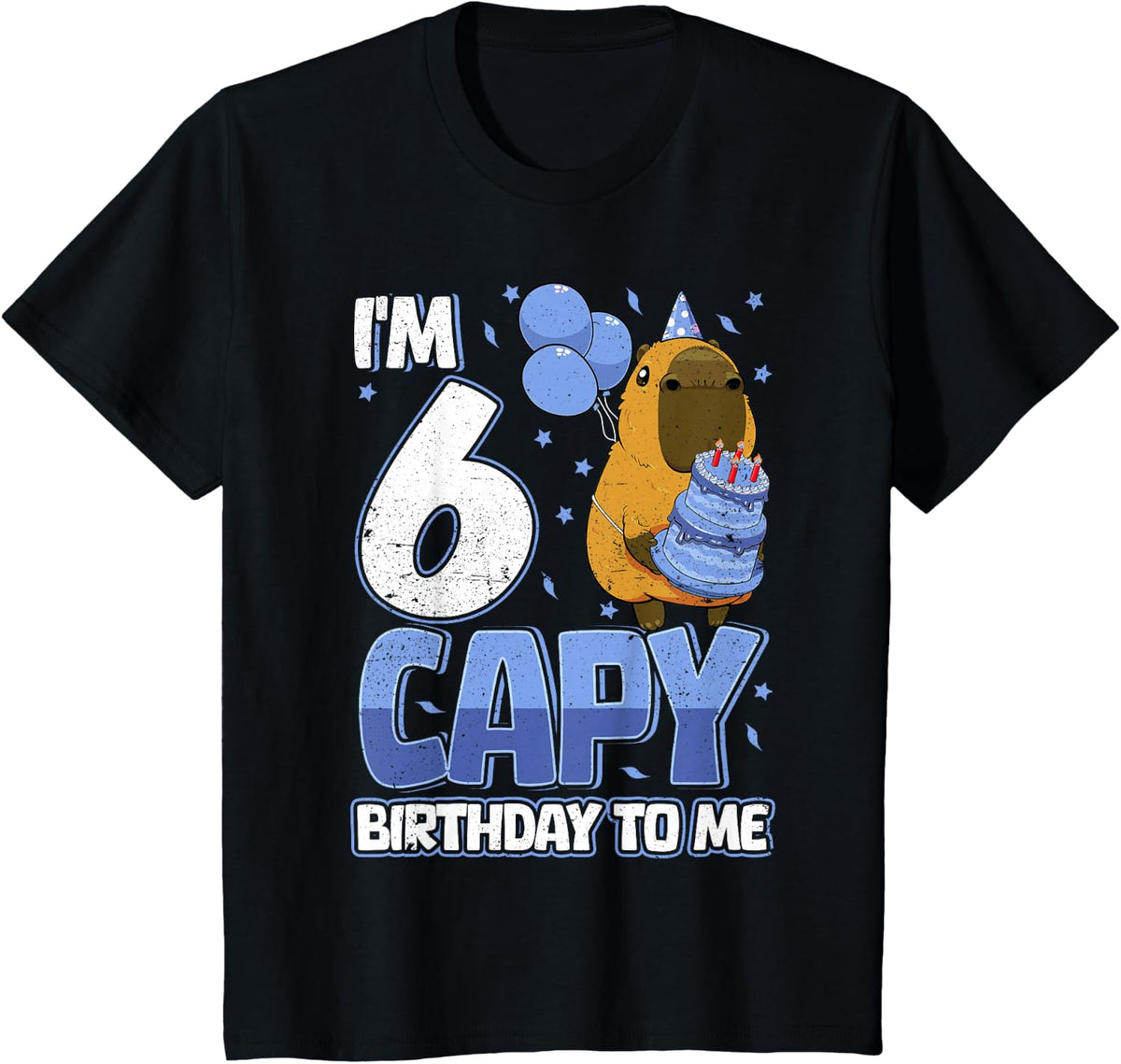 6 Years Capy Birthday to Me Boys 6th Birthday Capybara Tees T Shirts - Black
