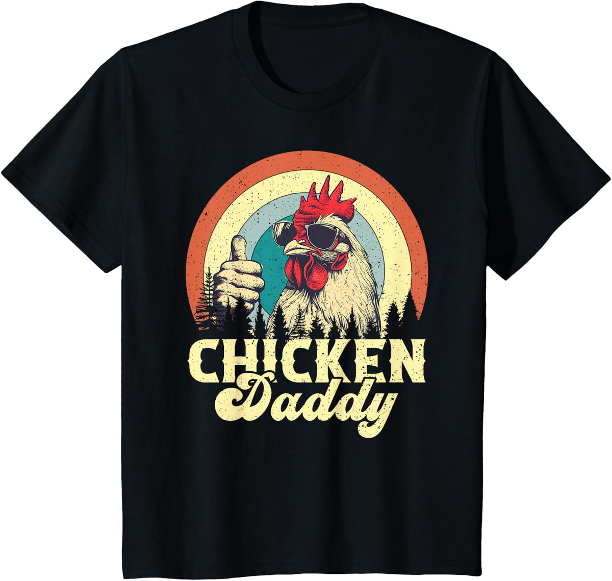 Chicken Daddy Vintage Poultry Farmer Funny Fathers Day T-Shirt - Black