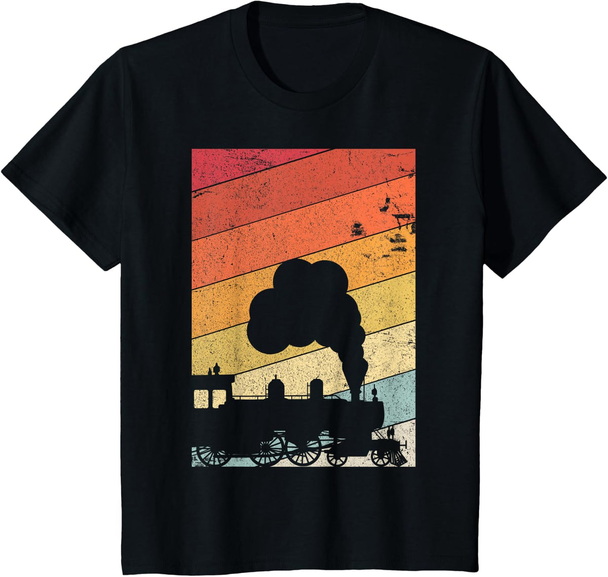 Train Shirt Retro Style Steam Train T-Shirt - Black