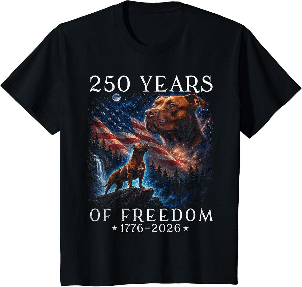 250th Anniversary USA Pitbull T-Shirt Tee for Men Women Dog Lovers July Fourth Celebration Shirts - Black