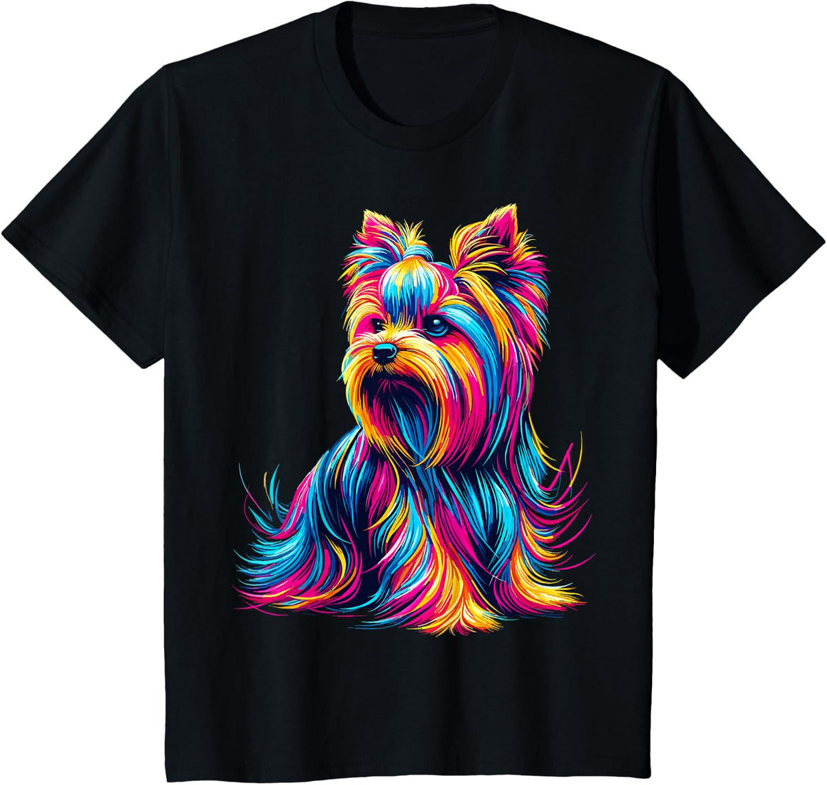 Yorkshire Terrier Colourful Yorkie T-Shirt - Black