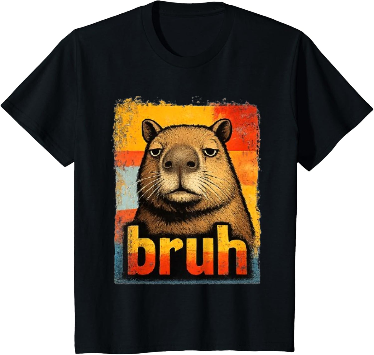 Funny Graphic Meme Capybara Bruh for Boys Girls Men Women T-Shirt - Black