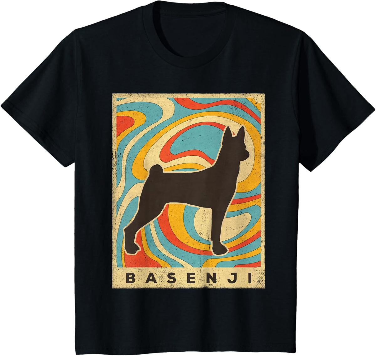 Basenji Dog Retro Vintage Gift T-Shirt - Black