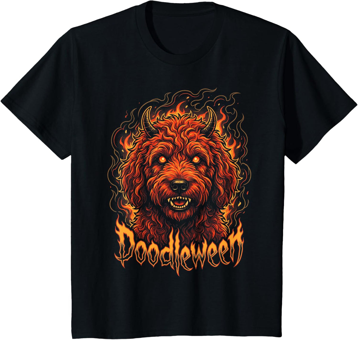 Doodleween Scary Goldendoodle Halloween Costume T-Shirt - Black