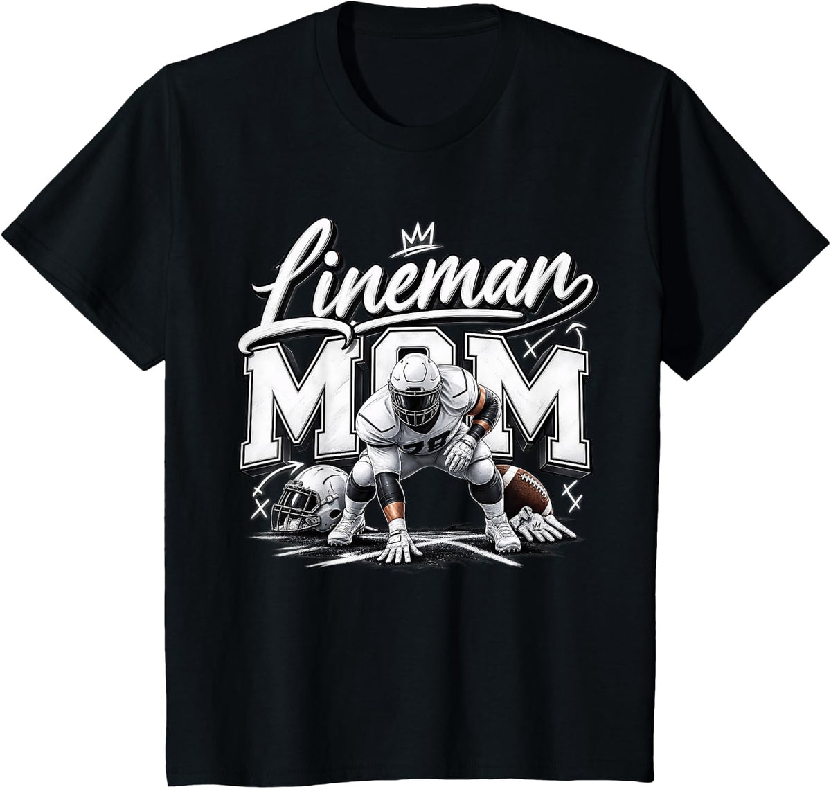Proud Mom of A Lineman Football Player Lineman Mama T-Shirt - Black