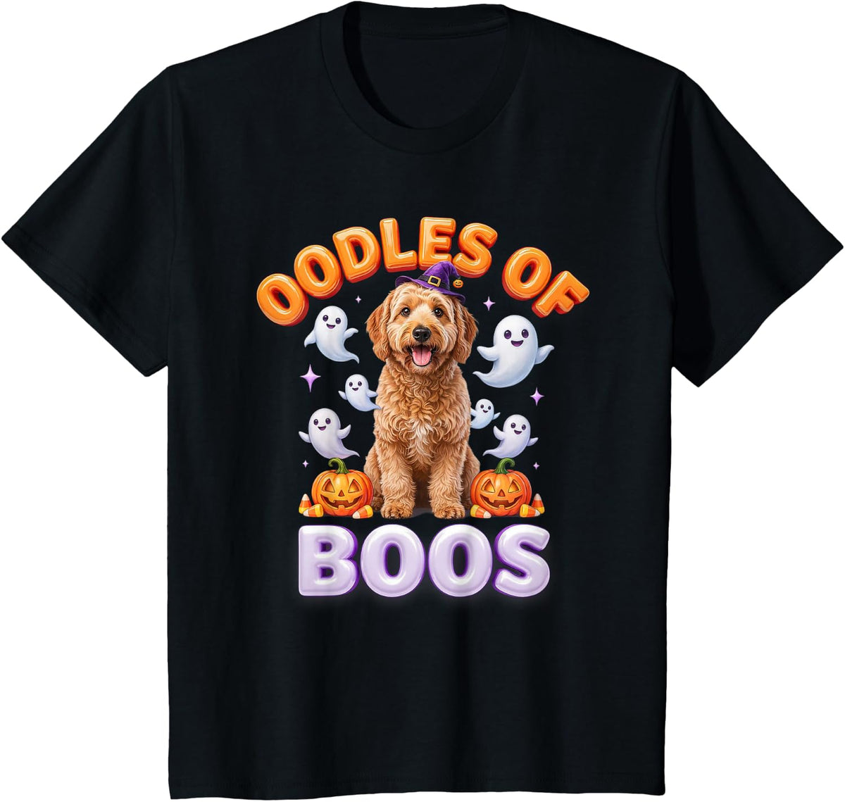 Oodles of Boos Goldendoodle Halloween Ghost Doodle Mom T-Shirt - Black